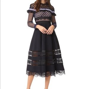 Self-Portrait Bellis Lace Trip Dress with Full Skirt